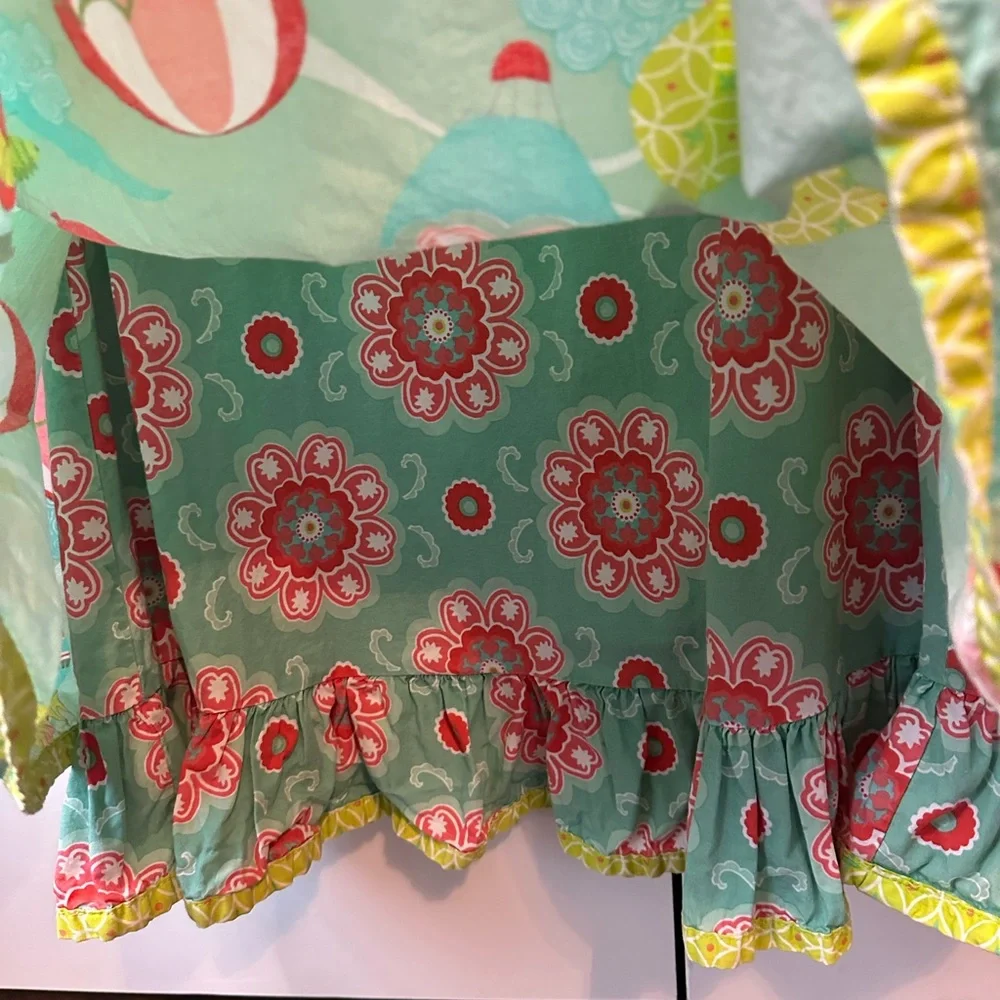 Jelly the Pug Up Up Away Caroline Dress Sleeveless Tiered Ruffle Cotton (Size 6)